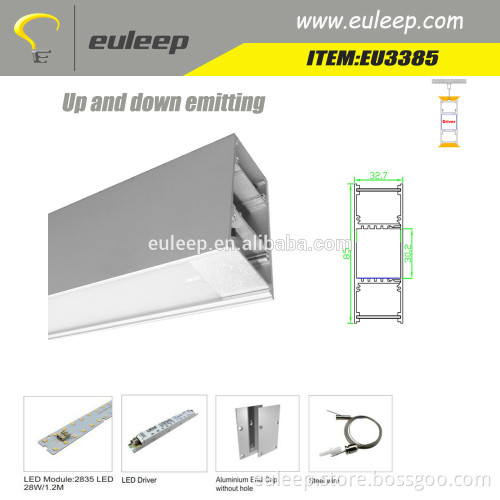 up and down led pendant light,pendant led linear light, dimmable office led tube light, 1200-2400mm, 40W 60W